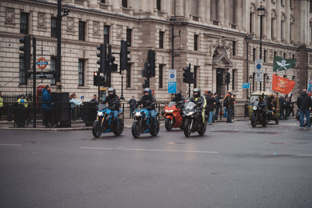 Westminster, London | UK - 2021.05.08: Rally of bikers from Rolling Thunder UK at Parliament Square ...