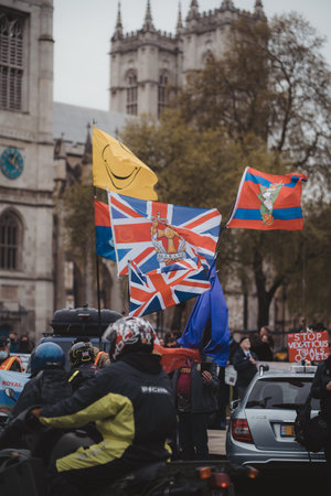 Westminster, London | UK - 2021.05.08: Rally of bikers from Rolling Thunder UK at Parliament Square  march in support of veteransのeditorial素材