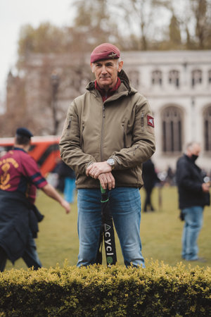 Westminster, London | UK -  2021.05.08: Hundreds of veterans at London march to support veterans.