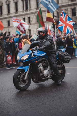Westminster, London | UK - 2021.05.08: Rally of bikers from Rolling Thunder UK at Parliament Square  march in support of veteransのeditorial素材