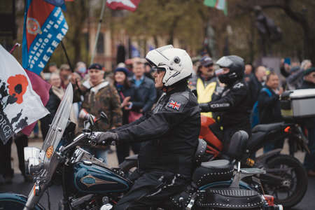 Westminster, London | UK - 2021.05.08: Rally of bikers from Rolling Thunder UK at Parliament Square  march in support of veteransのeditorial素材