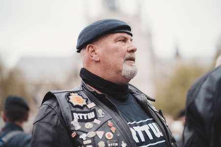 Westminster, London | UK -  2021.05.08: Hundreds of veterans at London march to support veterans.のeditorial素材