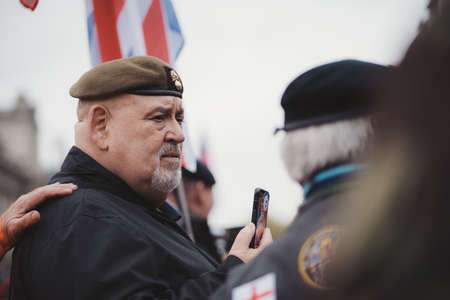 Westminster, London | UK -  2021.05.08: Hundreds of veterans at London march to support veterans.のeditorial素材