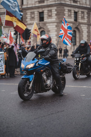 Westminster, London | UK - 2021.05.08: Rally of bikers from Rolling Thunder UK at Parliament Square  march in support of veteransのeditorial素材