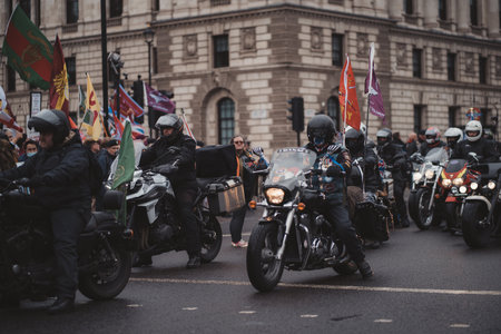 Westminster, London | UK - 2021.05.08: Rally of bikers from Rolling Thunder UK at Parliament Square  march in support of veteransのeditorial素材