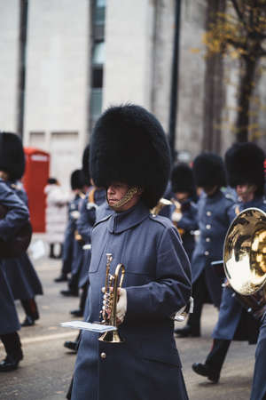 London, UK - 2021.11.13: Band of the Grenadier Guards and The Coldstream Guards at the Lord Mayors of London show paradeのeditorial素材