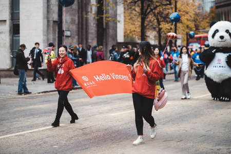 London, UK - 2021.11.13: China Chamber of Commerce in the UK at the Lord Mayors of London show paradeのeditorial素材