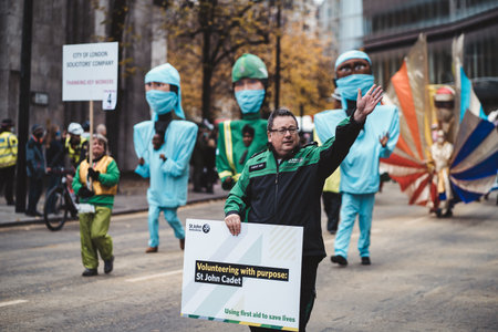 London, UK - 2021.11.13: St John Hospital teams at the Lord Mayors of London show paradeのeditorial素材
