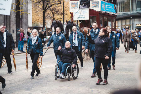 London, UK - 2021.11.13:  Worshipful Company of Coachmakers & Coach Harness Makers at Lord Mayors of London show paradeのeditorial素材