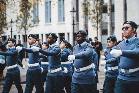 London, UK - 2021.11.13: London and South East Region Air Cadets at Lord Mayor of London show paradeのeditorial素材
