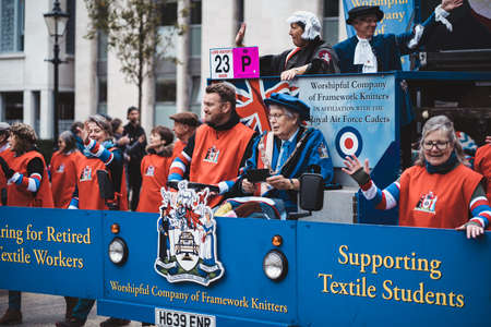 London, UK - 2021.11.13: Worshipful company of frameworks knitters at Lord Mayor of London Show paradeのeditorial素材