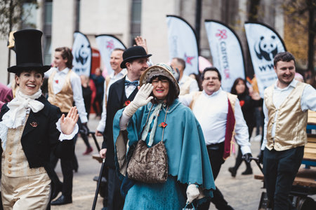London, UK - 2021.11.13: The Bank of England employees at the Lord Mayors of London show paradeのeditorial素材