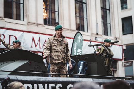 London, UK - 2021.11.13: Royal Navy Marine Corps at Lord Mayor Of London Show Paradeのeditorial素材