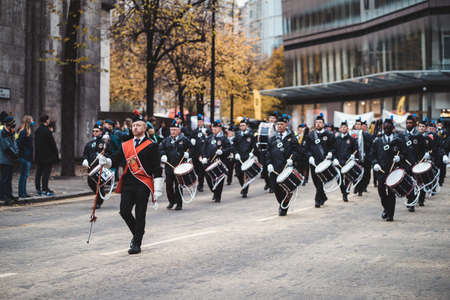 London, UK - 2021.11.13: The Bugles & Drums of The Stedfast Association at Lord Mayor of London show paradeのeditorial素材