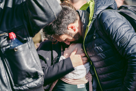 Downing Street, London | UK -  2022.02.26: Ukrainian people protest, thousands gather to demand tougher sanctions on Russia from British Government, EU and USA to stop the war in Ukraineのeditorial素材