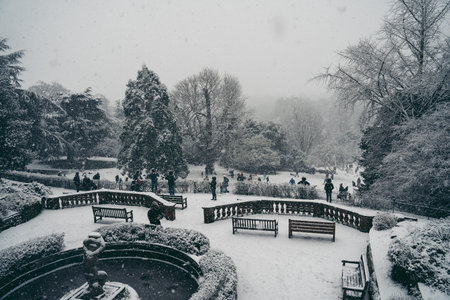 Richmond Upon Thames, London | UK -  2021.01.24: People having fun in snow at Richmond Hill - Viewing Pointのeditorial素材