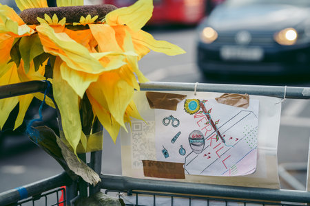 Russian embassy, London | UK -  2022.04.07: Ukrainian people protest, thousands gather to demand...