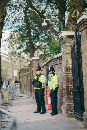 Russian embassy, London | UK -  2022.04.07: Ukrainian people protest, thousands gather to demand...