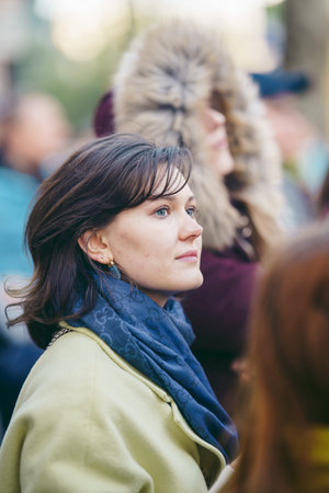 Russian embassy, London | UK -  2022.04.07: Ukrainian people protest, thousands gather to demand...