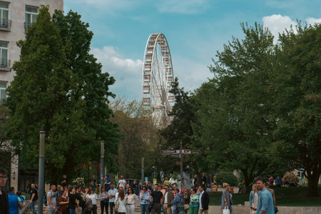 Budapest | Hungary - 2022.03.08: Ferris Wheel of Budapest on sunny May dayのeditorial素材