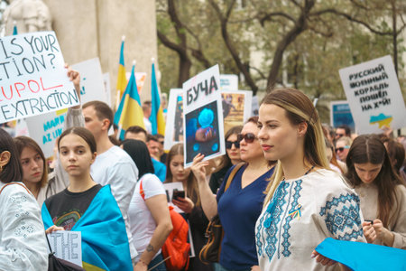 Budapest | Hungary - 2022.03.08: People with flags in Budapest gather to support Ukrainians and stop the war started by russiaのeditorial素材