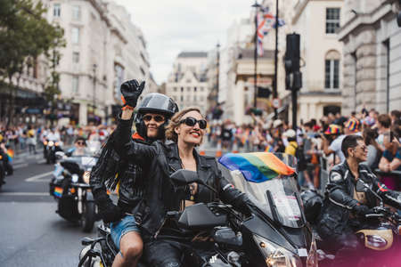 London / UK - 02/07/2022: Gay Bikers Motorcycle Club celebrating London LGBTQ Pride Paradeのeditorial素材
