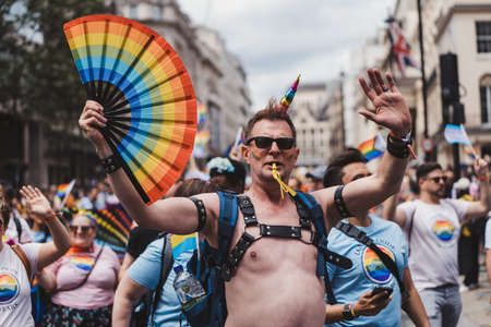 London / UK - 02/07/2022: GLIFFA organization with young kids with flags and banners celebrating London LGBTQ Pride Paradeのeditorial素材
