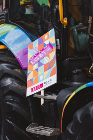 London / UK - 02/07/2022: People with flags and banners celebrating London LGBTQ Pride Paradeのeditorial素材