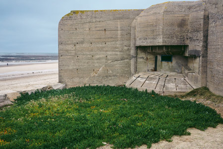 Channel Islands Military Museum Bunker in Jersey Island UK on cloudy dayのeditorial素材