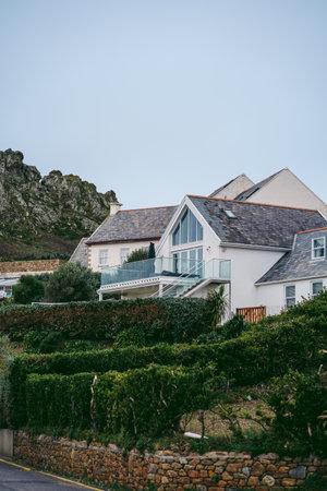 Jersey Island, Channel Island | UK - 2022.01.29: Beautiful house on the coast of Jersey Island in UK, Channel Islandsのeditorial素材