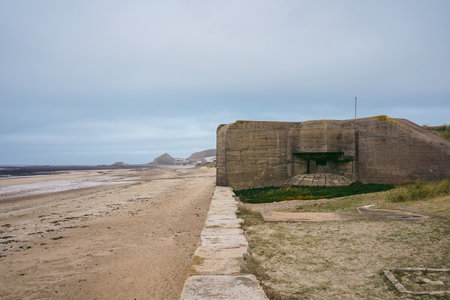Channel Islands Military Museum Bunker in Jersey Island UK on cloudy dauのeditorial素材