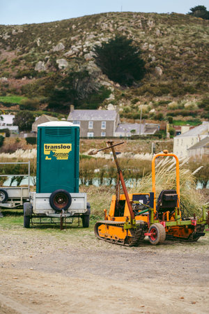 Jersey Island, Channel Island | UK - 2022.01.29: Tracktors at the farm on Jersey Island, UK, Channel...