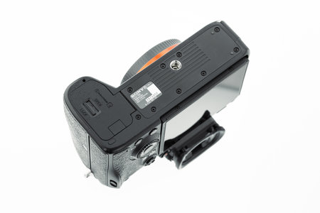 London, United Kingdom - 2023.02.28: Closeup product photo of Sony a7iii camera with white backgroundのeditorial素材