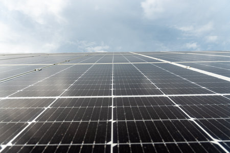 Solar panels. Photovoltaic solar panels.の写真素材
