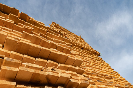 Wooden boards on the sawmill.