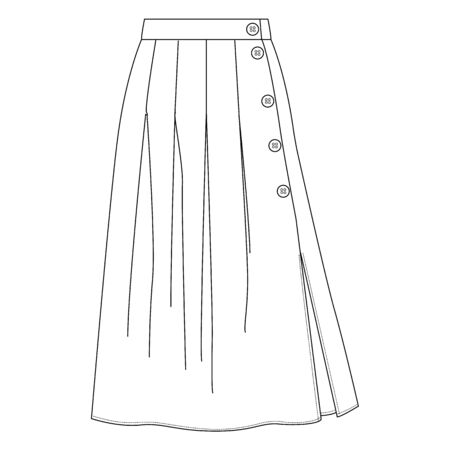 Skirt fashion technical drawings vector templateのイラスト素材