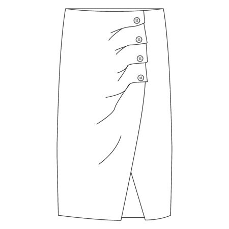Skirt fashion technical drawings vector templateのイラスト素材