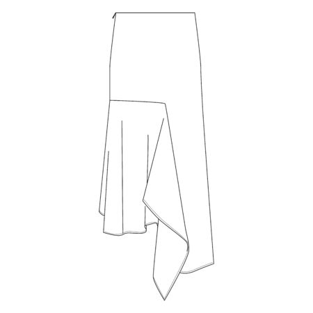 Skirt fashion technical drawings vector templateのイラスト素材