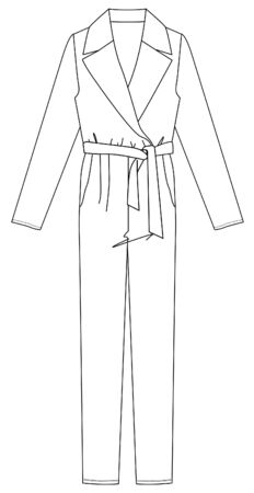 Flat Fashion Sketches: JUMPSUIT, Dress Templateのイラスト素材