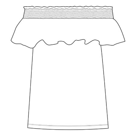 shirred top, apparel templateのイラスト素材