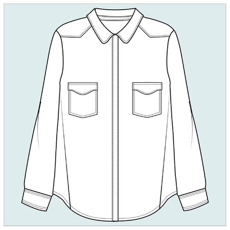 shirt drawing, flat sketches, blouseのイラスト素材