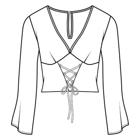 Top Fashion Flat Sketch Template vectorのイラスト素材