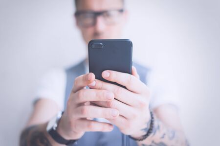 Man using smartphoneの写真素材