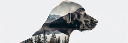 Double exposure portrait of a dogの素材