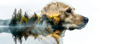 Double exposure portrait of a dogの素材
