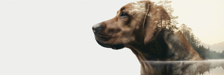 Double exposure portrait of a dogの素材