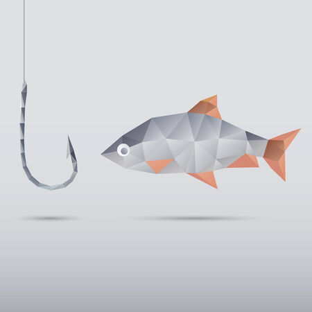 Fish and hook made with trianglesのイラスト素材