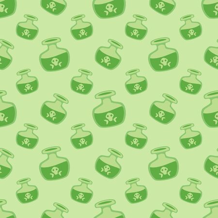 Green vector magic potions with deadly poison seamless patternのイラスト素材