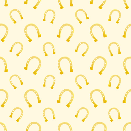 Vector gold seamless pattern of lucky horse shoes suitable for print, wallpaper and textileのイラスト素材