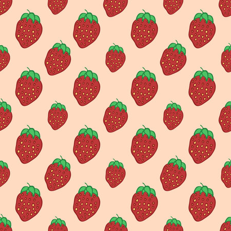 Sweet Red Strawberry - vector seamless patternのイラスト素材